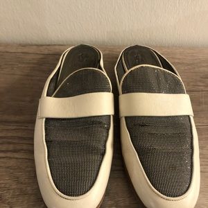 White and silver mules